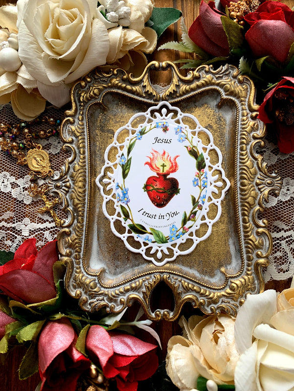 NEW Jesus I trust in You! Paper Lace Holy Card