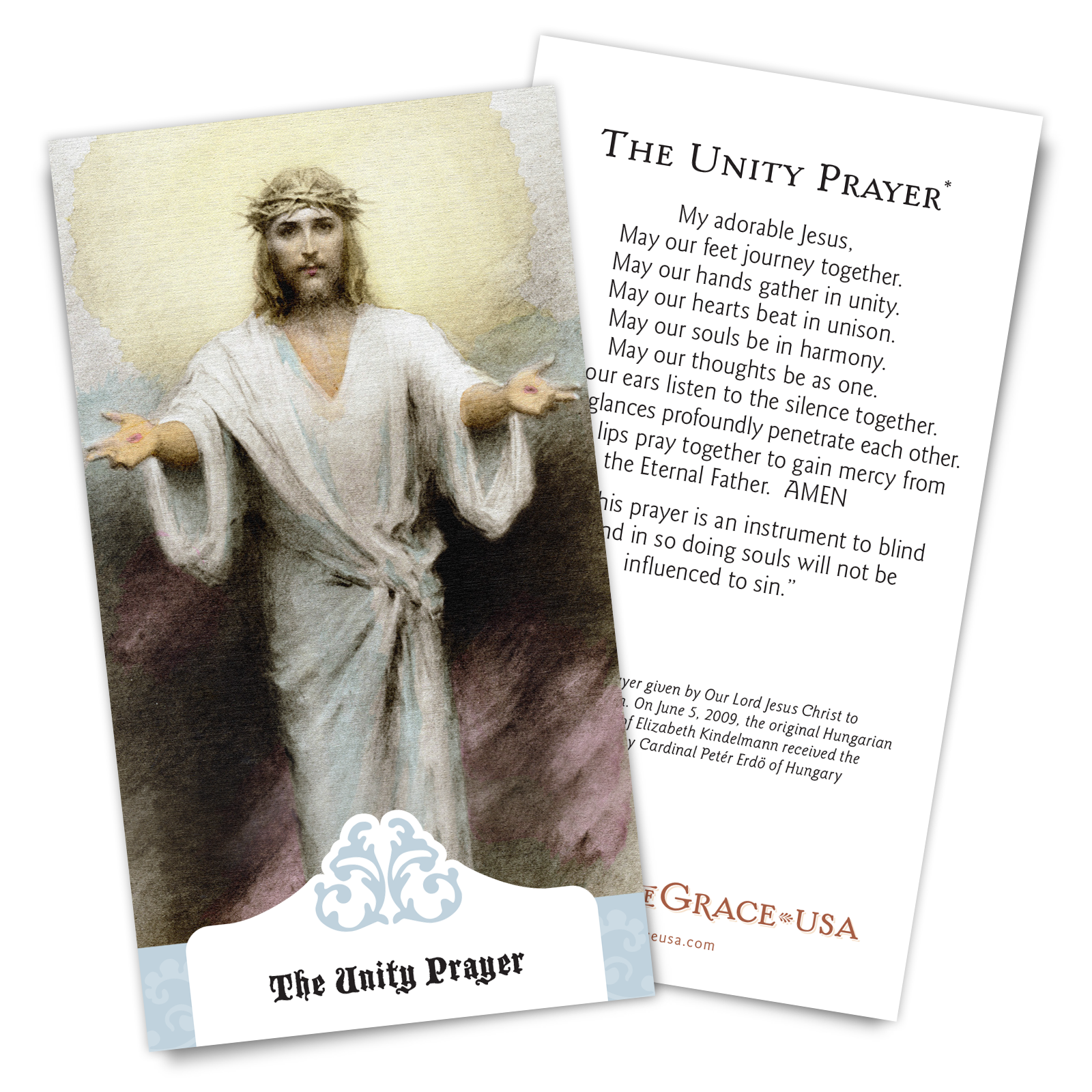 The Unity Prayer Holy Card, NEW