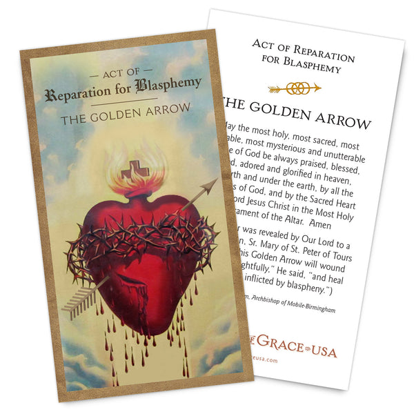 Act of Reparation for Blasphemy - THE GOLDEN ARROW Holy Card.