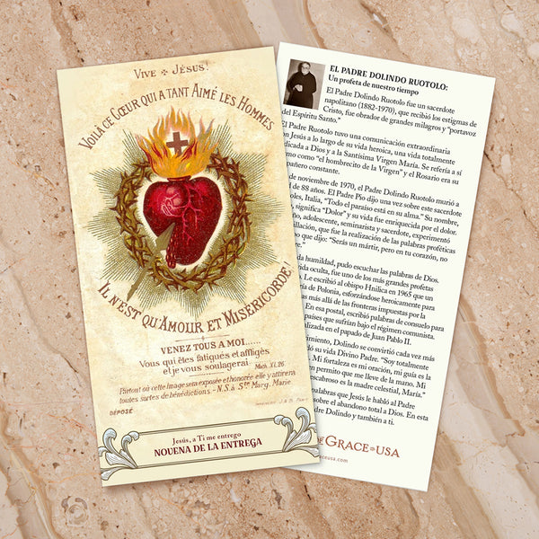 Novena de la Entrega – Tríptico de estampa/The Surrender Novena SPANISH version Trifold Holy Cards (3" X 5")