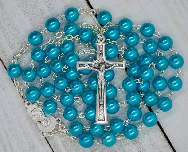 Village Gift Importers - Sky Blue Rosary with Plastic Beads