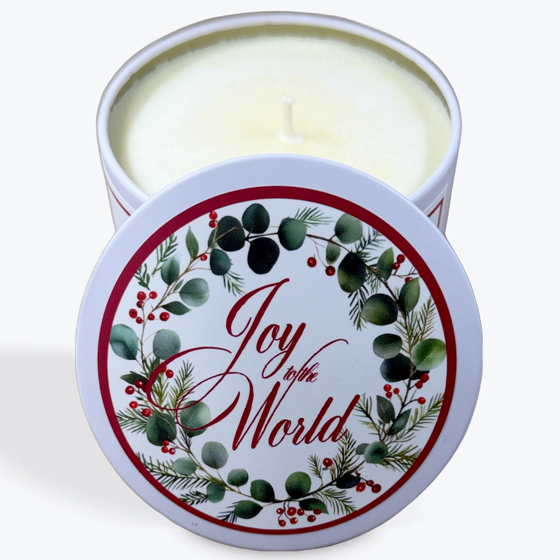 Abba Christian Products - Joy to the World - 8oz Holiday Tin Candle