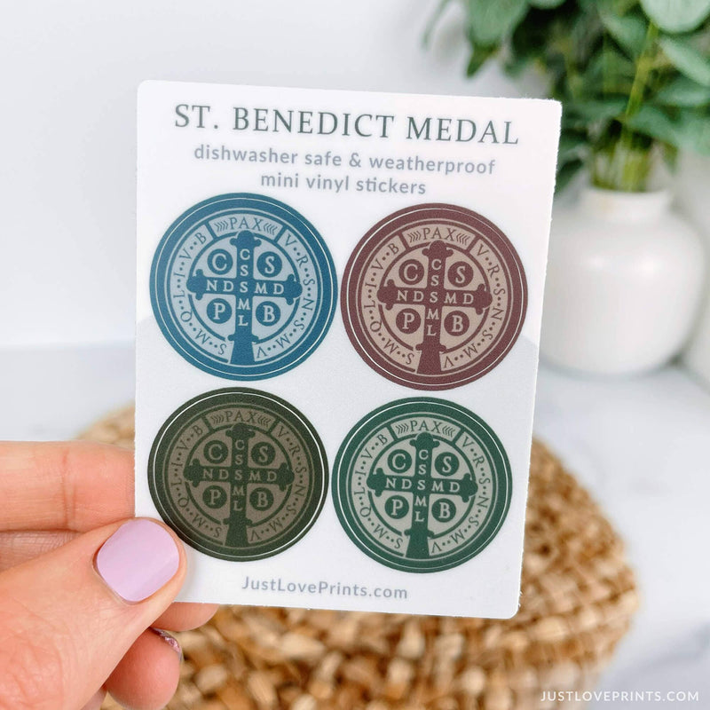 Just Love Prints - Mini Masculine St. Benedict Medal Sticker Sheet