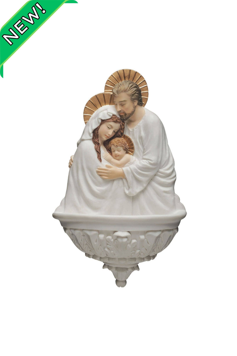 Goldscheider of Vienna - Holy Family Font in White/Hand Painted Features 9"