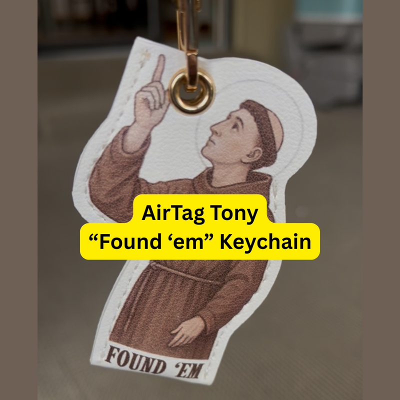 St. Anthony "Found Em" AirTag Holder Keychain