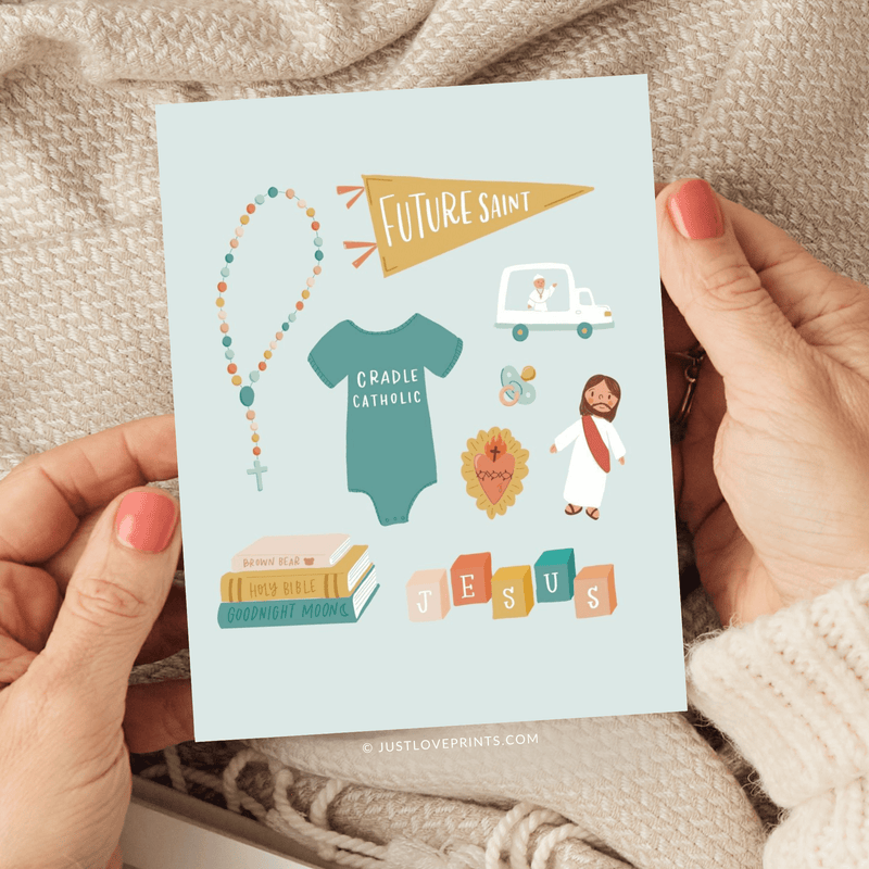 Just Love Prints - Catholic Baby Greeting Card
