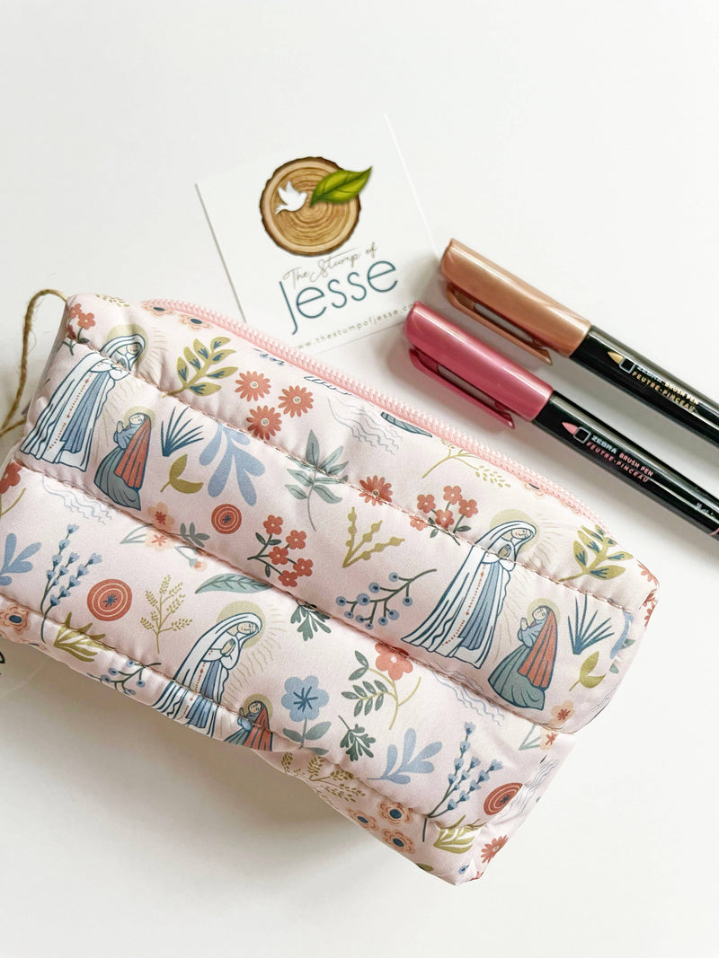 The Stump of Jesse - Our Lady of Lourdes lightweight waterproof puffer pouch