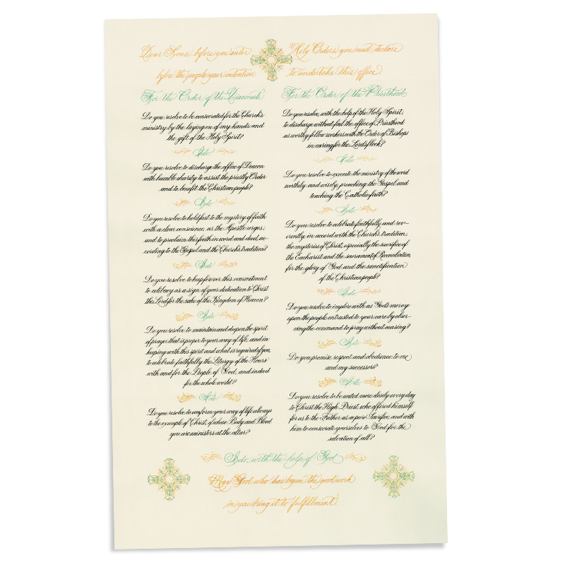 Roman Catholic Ordination Promises, NEW