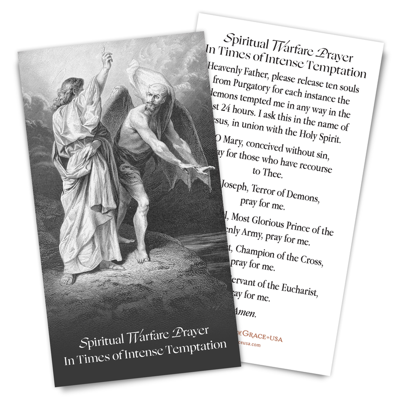 NEW:  Spiritual Warfare Prayer in Times of Intense Temptation Holy Card