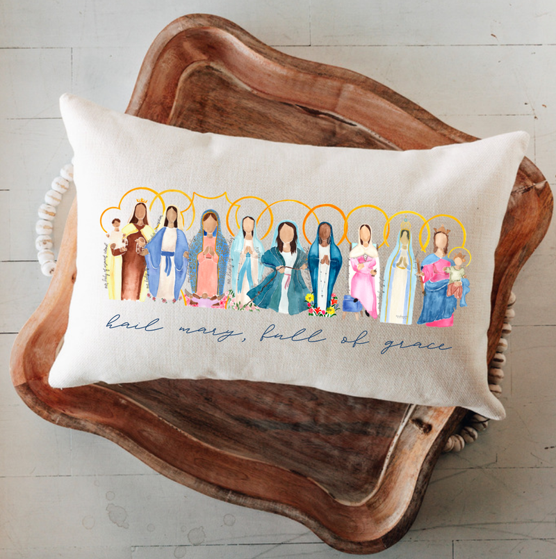 Emily S Pitre Art - Many Mary Lumbar Pillow