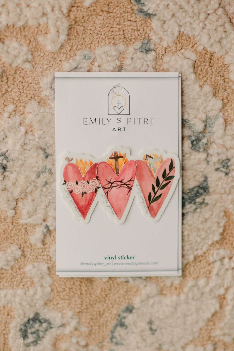 Emily S Pitre Art - 3 Hearts Sticker