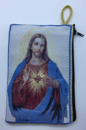 Oremus Mercy - Sacred Heart of Jesus (GOLD Frame) MD Rosary Pouch 4" x 6"