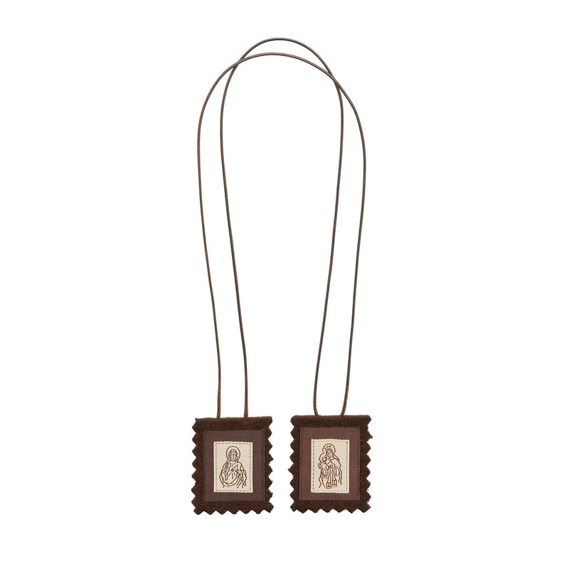 Oremus Mercy - Scapular - Sacred Heart + Lady of Mt. Carmel Woven LG 1.5”