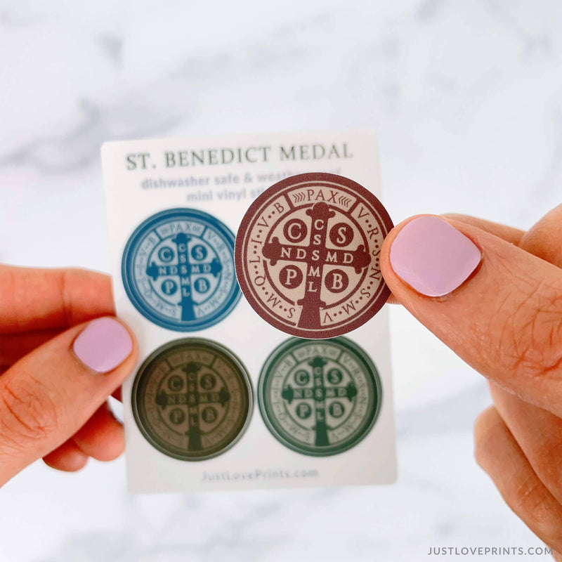 Just Love Prints - Mini Masculine St. Benedict Medal Sticker Sheet