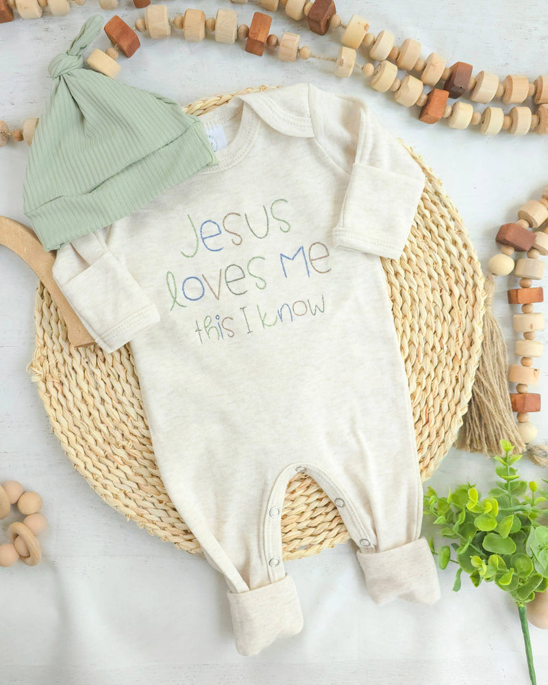 Wonderfully Made - Baby Romper | Baby Boy Outfit - Jesus Loves Me: 6-12M / Romper only