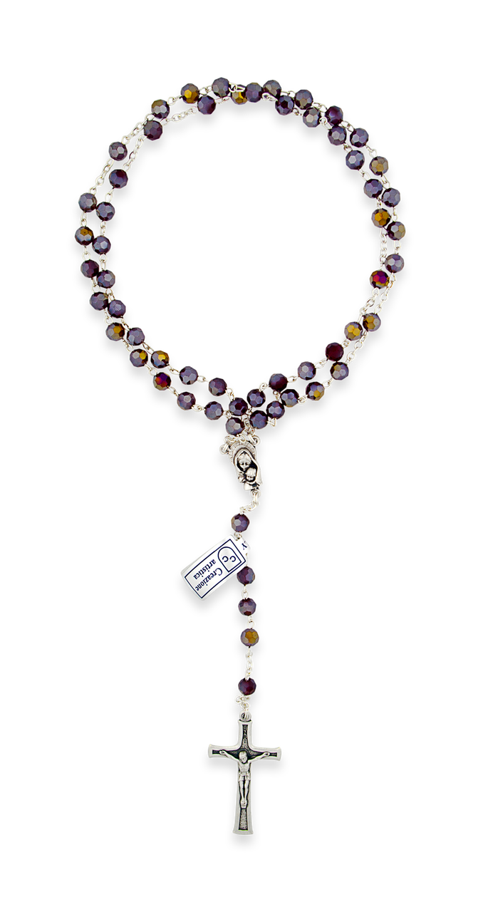 Village Gift Importers - Garnet Glass  Rosary Beads