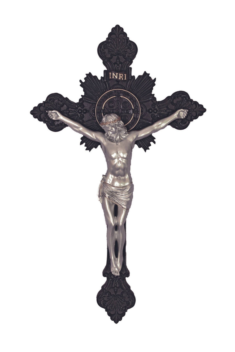 Goldscheider of Vienna - St. Benedict Crucifix Black/ Pewter Style 7.75"