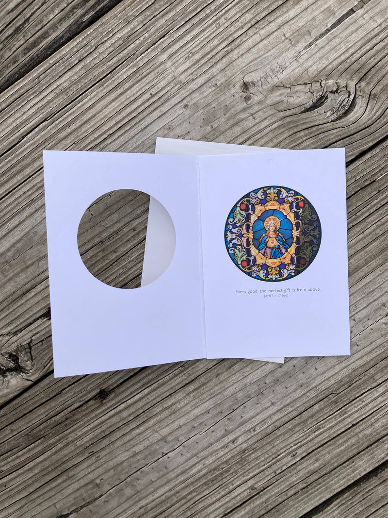 Bright Greetings - Immaculate Heart of Mary sun-catcher card