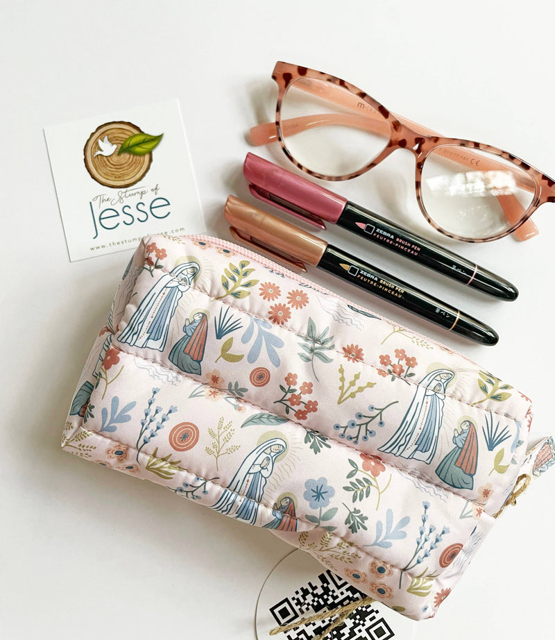 The Stump of Jesse - Our Lady of Lourdes lightweight waterproof puffer pouch