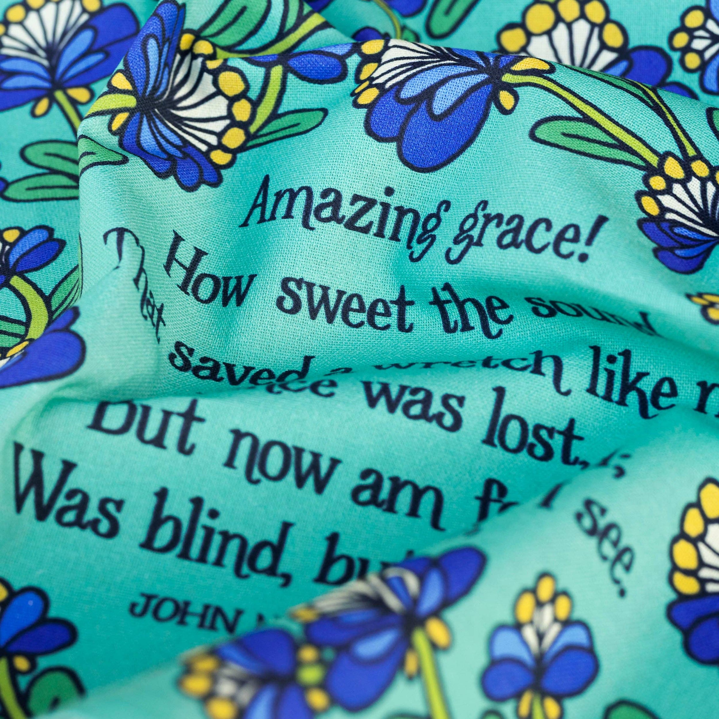 Little Things Studio - Amazing Grace Hymn Tea Towel - Full Color Aqua ...