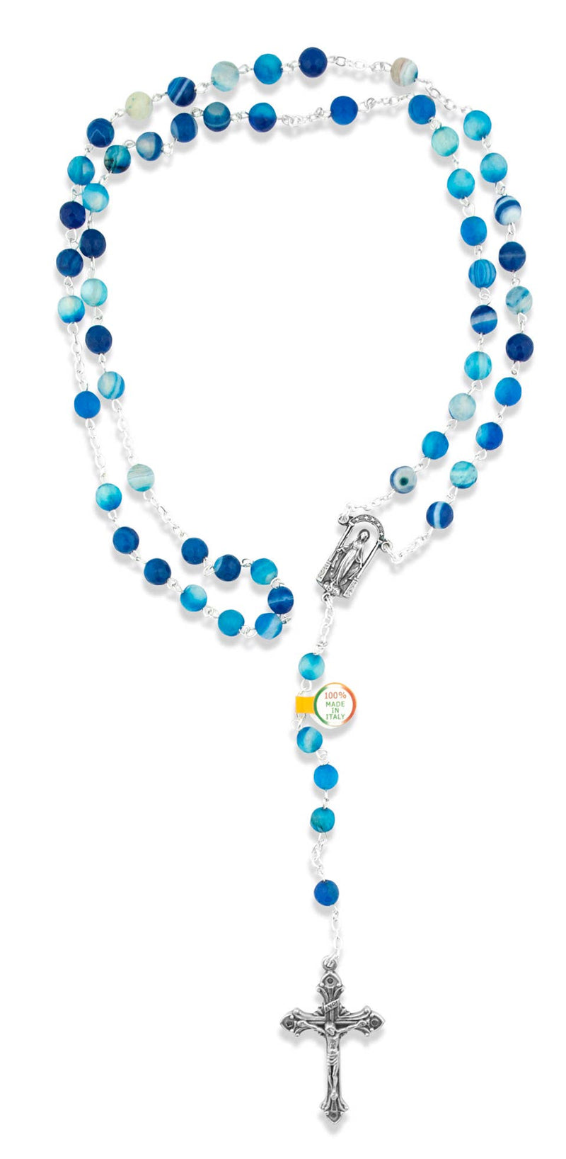 Village Gift Importers - Blue Catholic Rosary with Glass Beads