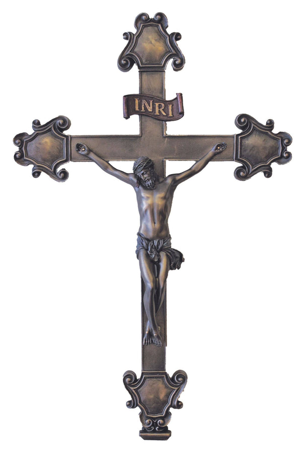 Goldscheider of Vienna - Crucifix in Cold Cast Bronze 16" - Lightly Hand-Painted