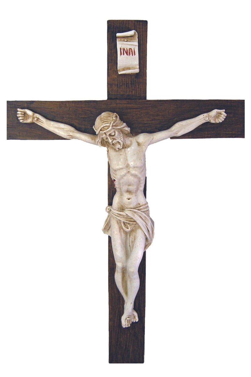 Goldscheider of Vienna - Crucifix in Alabaster on Dark Cross 15"