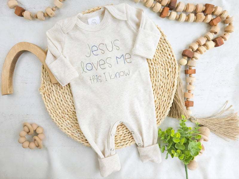 Wonderfully Made - Baby Romper | Baby Boy Outfit - Jesus Loves Me: 6-12M / Romper only