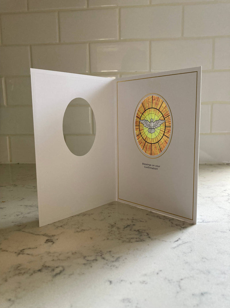 Bright Greetings - Confirmation Dove of the Holy Spirit sun-catcher card