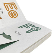 Open book showing pages with letters 'E' and 'F'.