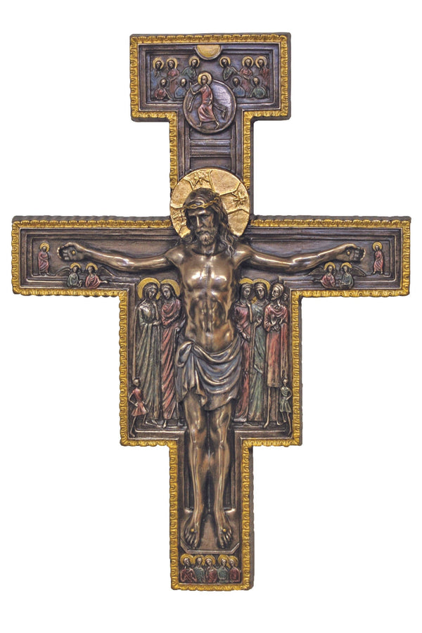Goldscheider of Vienna - San Damian Crucifix in Cold Cast Bronze 7x10"
