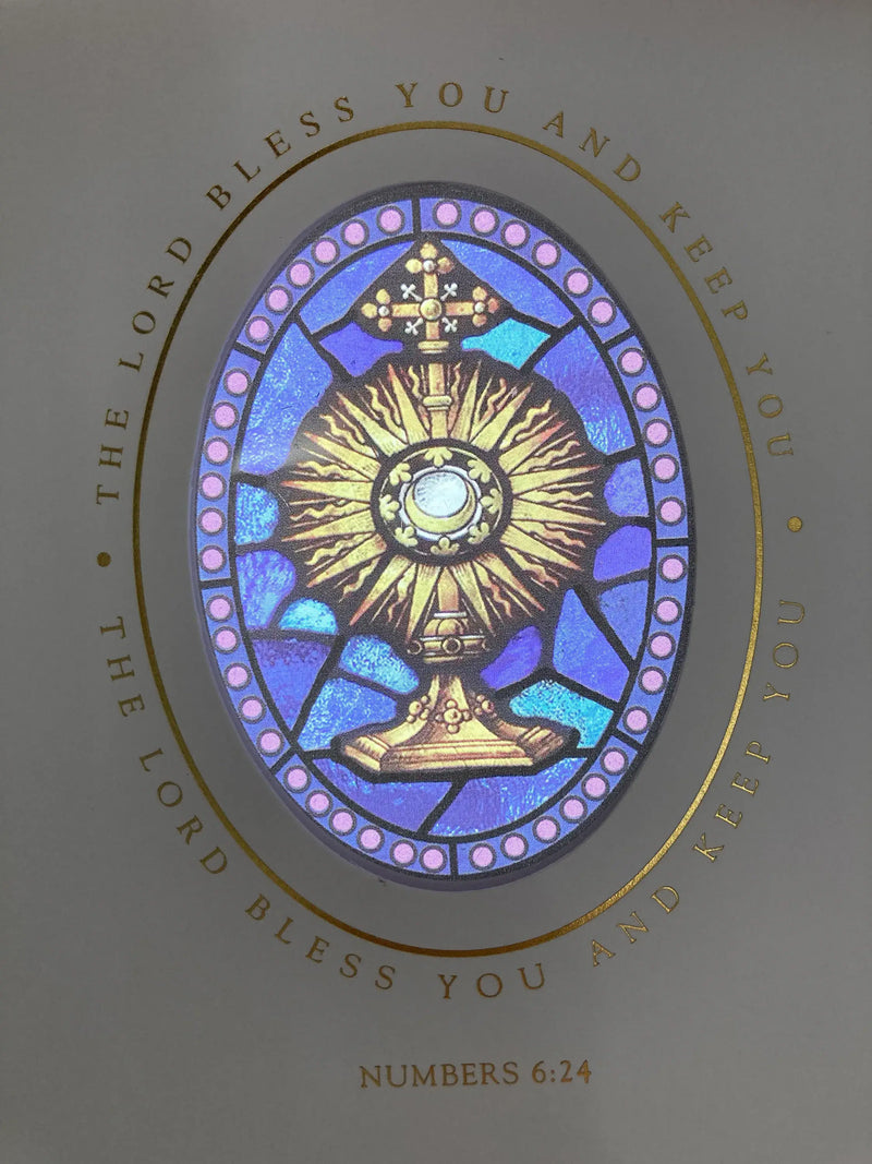 Bright Greetings - First Communion Monstrance, sun-catcher card