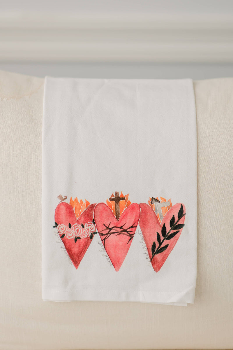 Emily S Pitre Art - 3 Hearts Tea Towel