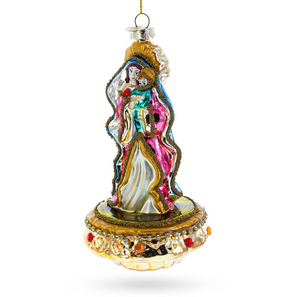 Reverent Virgin Mary with Baby Jesus Glass Ornament