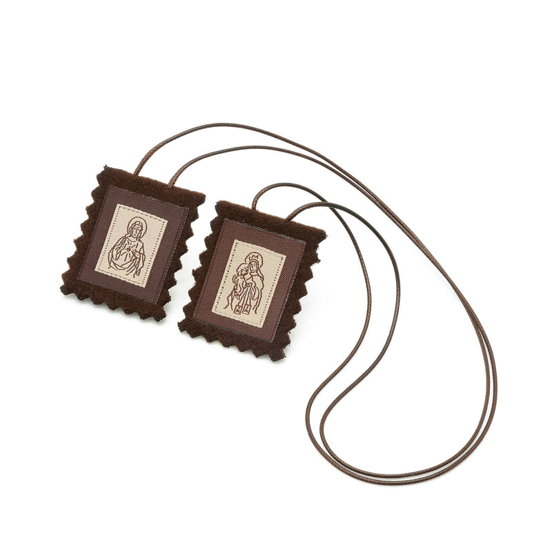 Oremus Mercy - Scapular - Sacred Heart + Lady of Mt. Carmel Woven LG 1.5”
