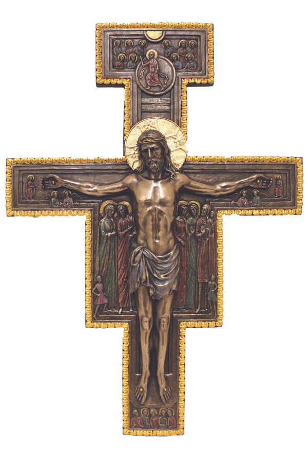 Goldscheider of Vienna - San Damian Crucifix in Cold Cast Bronze 11x16"