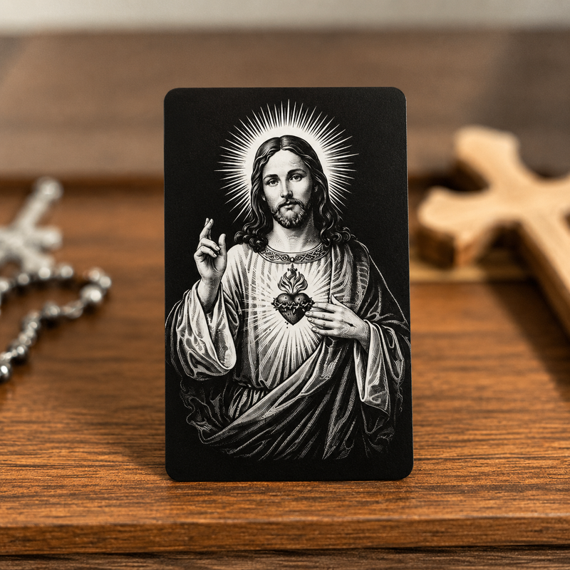 Consecration to the Sacred Heart of Jesus Premium Metal Prayer Card