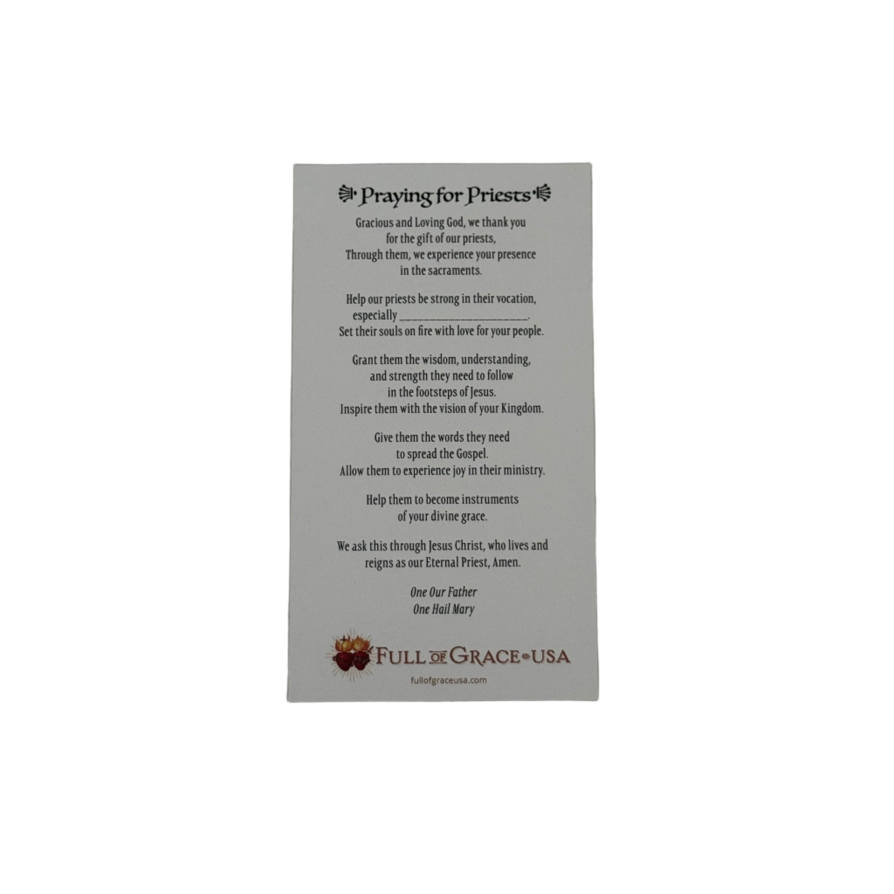 NEW - Praying for Priests, customizable holy card