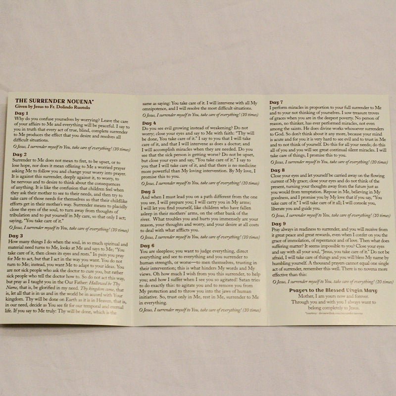 Large Font Surrender Novena Trifold Holy Cards (8" X 4.25" folded)