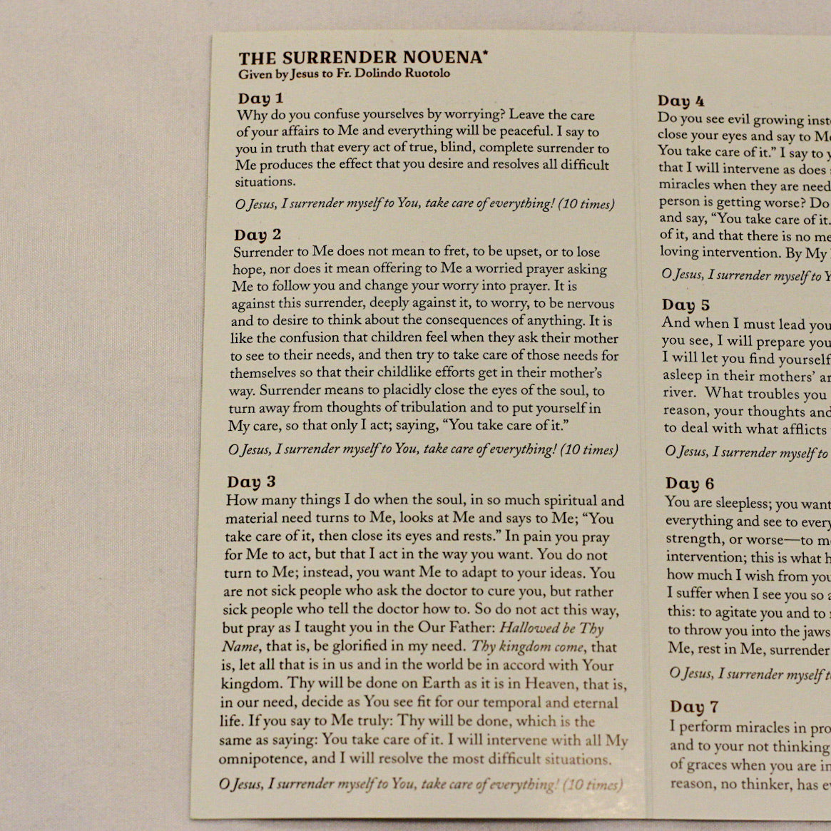 The Surrender Novena - Standard Size