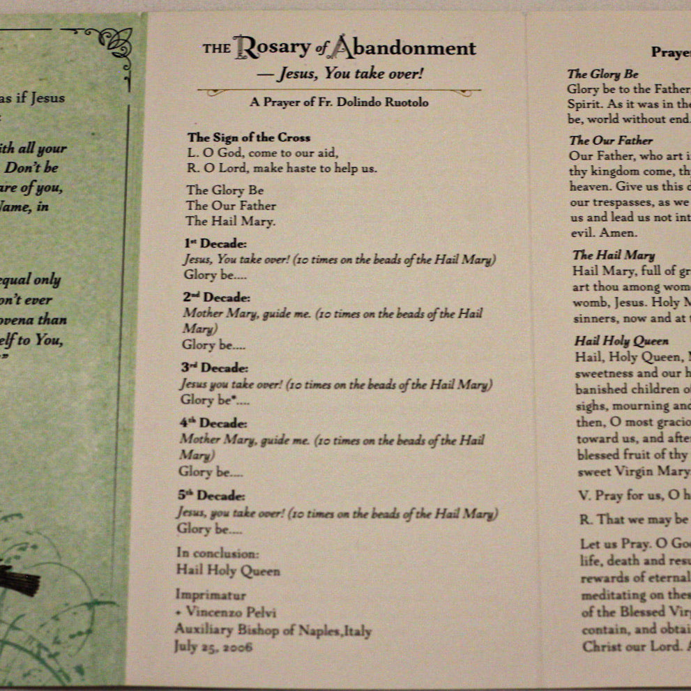Large Font The Rosary of Abandonment - Jesus, You take over! NEW, A Prayer of Fr Dolindo Ruotolo