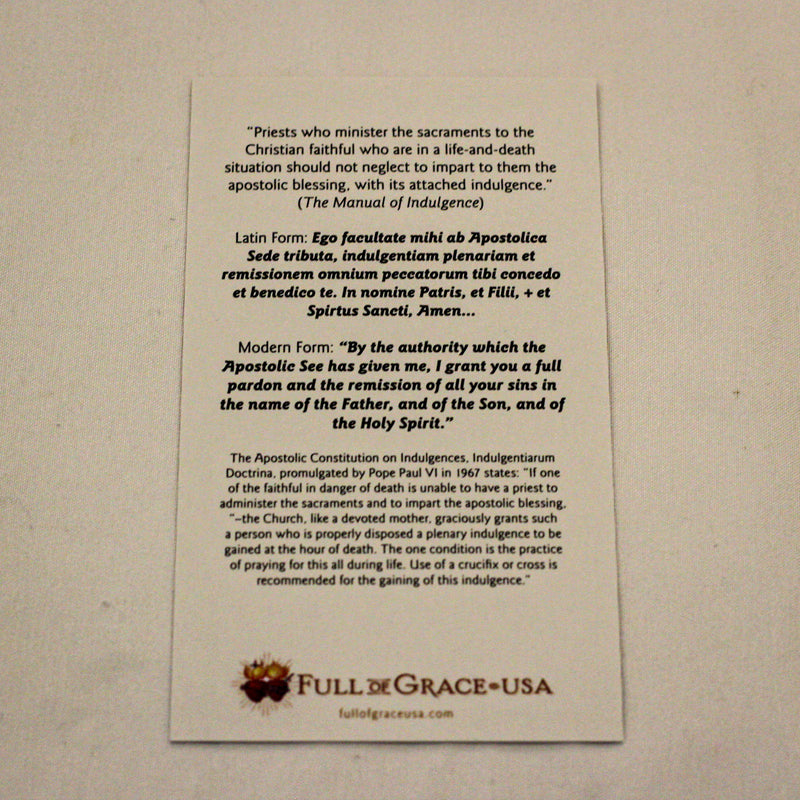 The Apostolic Pardon - Powerful Help for the Dying Holy Cards