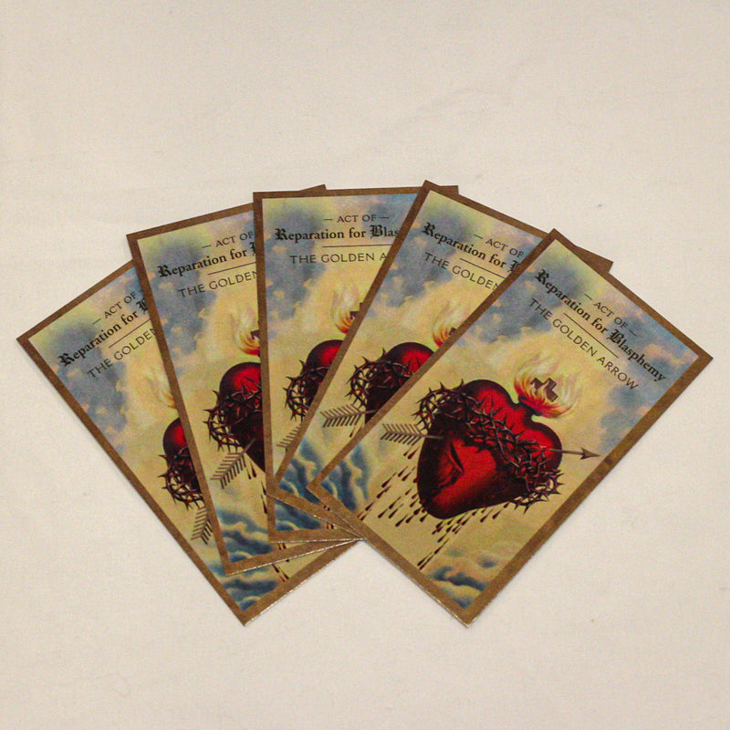 Act of Reparation for Blasphemy - THE GOLDEN ARROW Holy Card.