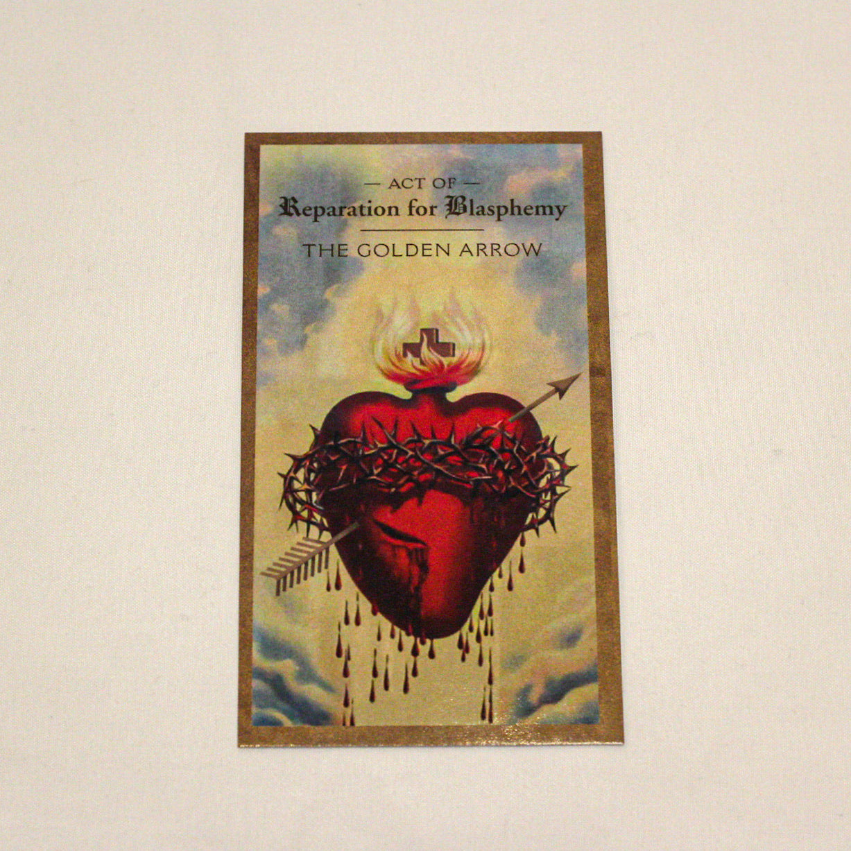 Act of Reparation for Blasphemy - THE GOLDEN ARROW Holy Card.