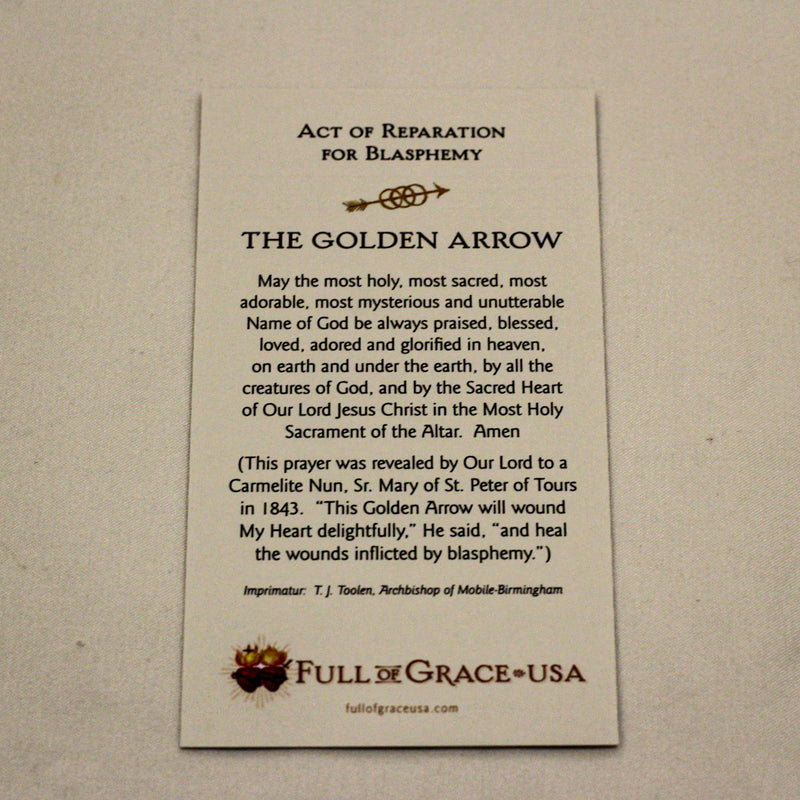 Act of Reparation for Blasphemy - THE GOLDEN ARROW Holy Card.