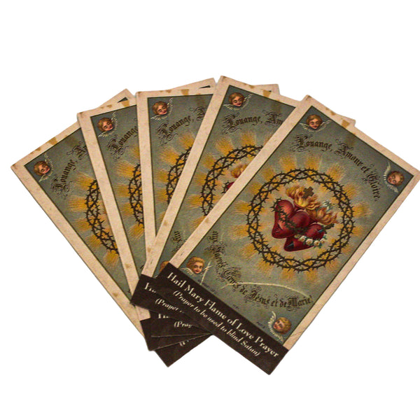Hail Mary Flame of Love Holy Cards