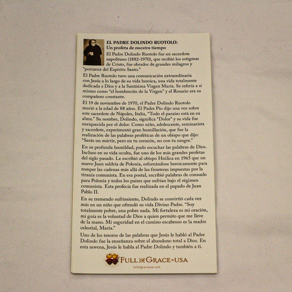 Novena de la Entrega – Tríptico de estampa/The Surrender Novena SPANISH version Trifold Holy Cards LARGE-FONT
