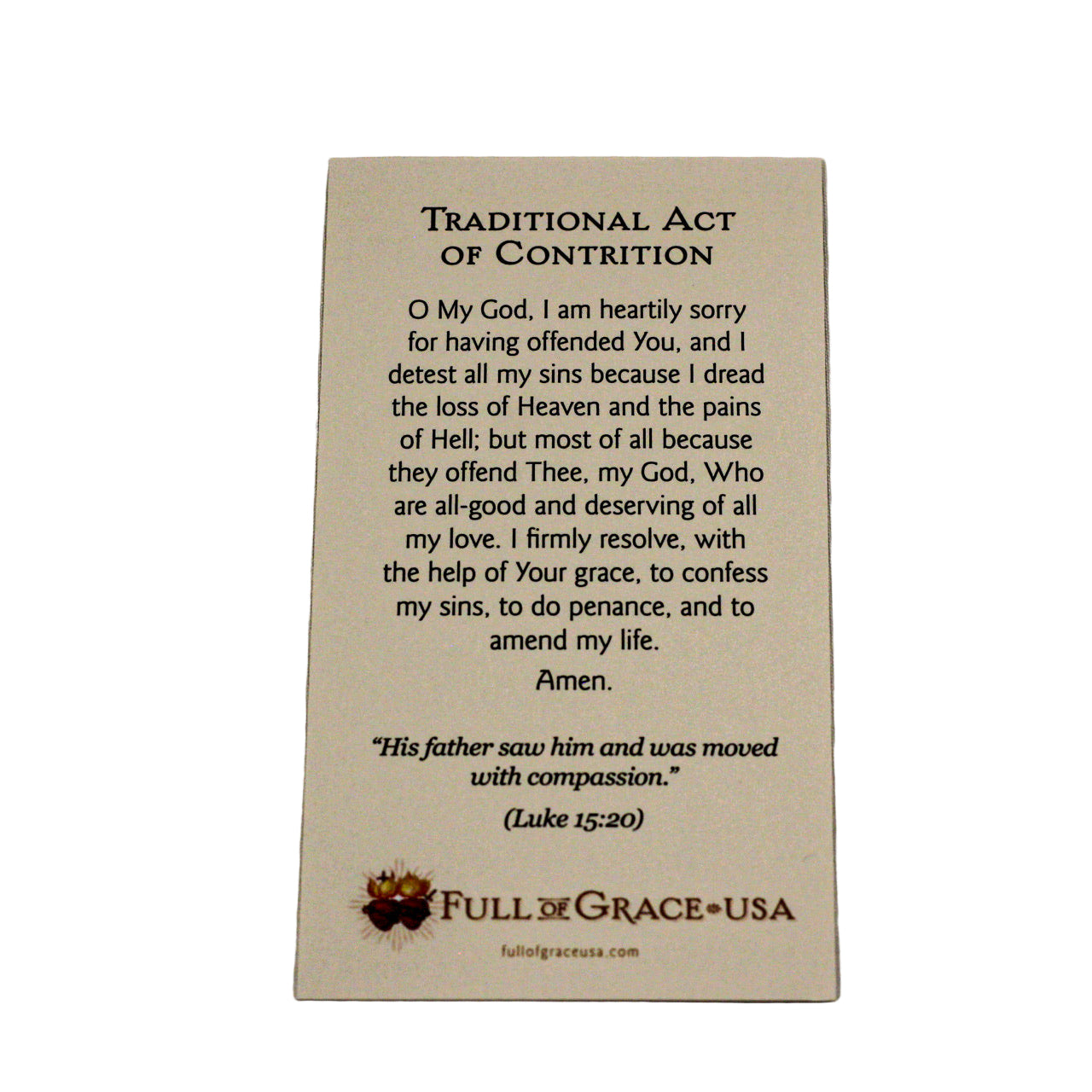 Traditional Act of Contrition Holy Card.