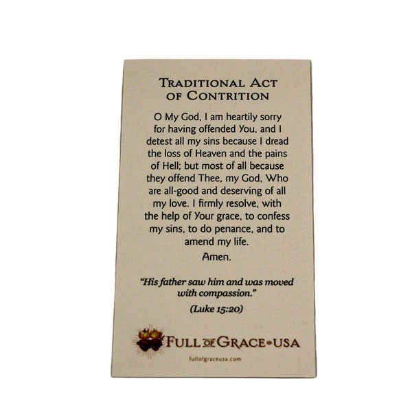 Traditional Act of Contrition Holy Card.