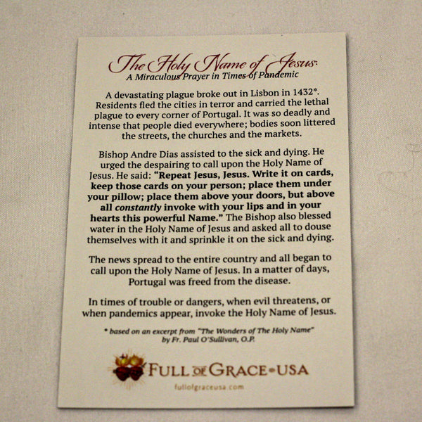 The Holy Name of Jesus - A Miraculous Prayer in Times of Pandemic